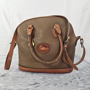 Dooney & Bourke Norfolk Satchel Crossbody Bag All Weather Leather Taupe Tan VTG